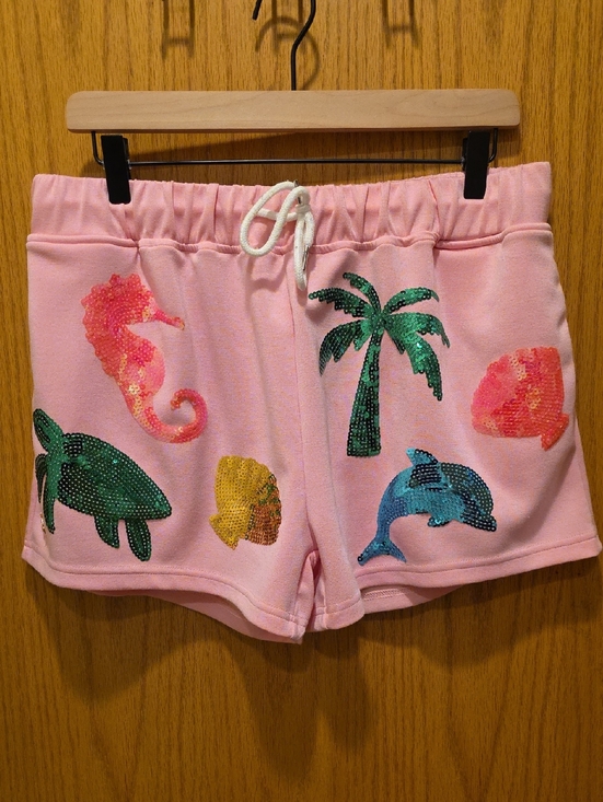 Simply Southern Pants - Simply Southern Pink Sequin Ocean Animal Shorts